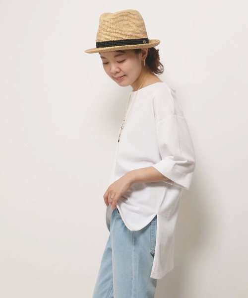 ikka(イッカ)の「ビッグTチュニック(Tシャツ/カットソー・レディース・オフホワイト/ブラウン/ブラック・LARGE/MEDIUM)」の1枚目の写真