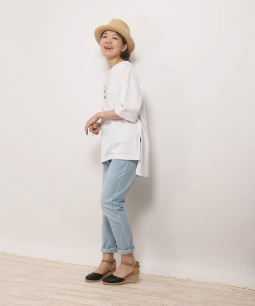 ikka(イッカ)の「ビッグTチュニック(Tシャツ/カットソー・レディース・オフホワイト/ブラウン/ブラック・LARGE/MEDIUM)」の12枚目の写真
