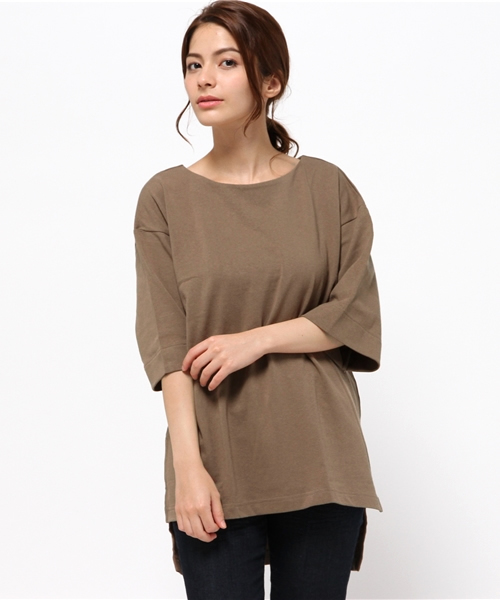 ikka(イッカ)の「ビッグTチュニック(Tシャツ/カットソー・レディース・オフホワイト/ブラウン/ブラック・LARGE/MEDIUM)」の3枚目の写真