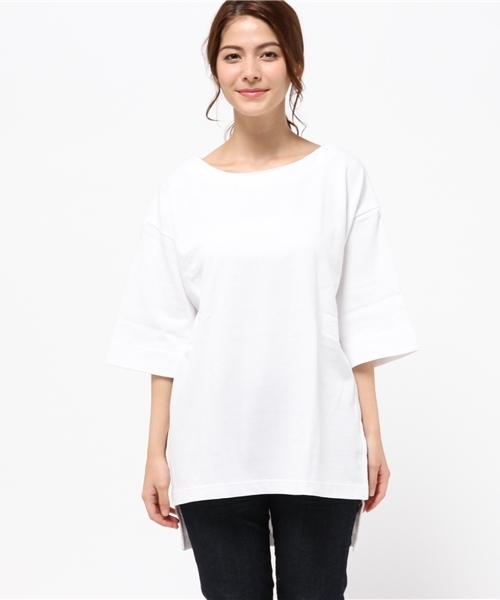 ikka(イッカ)の「ビッグTチュニック(Tシャツ/カットソー・レディース・オフホワイト/ブラウン/ブラック・LARGE/MEDIUM)」の4枚目の写真
