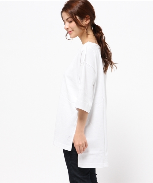 ikka(イッカ)の「ビッグTチュニック(Tシャツ/カットソー・レディース・オフホワイト/ブラウン/ブラック・LARGE/MEDIUM)」の5枚目の写真