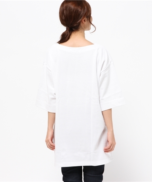 ikka(イッカ)の「ビッグTチュニック(Tシャツ/カットソー・レディース・オフホワイト/ブラウン/ブラック・LARGE/MEDIUM)」の6枚目の写真