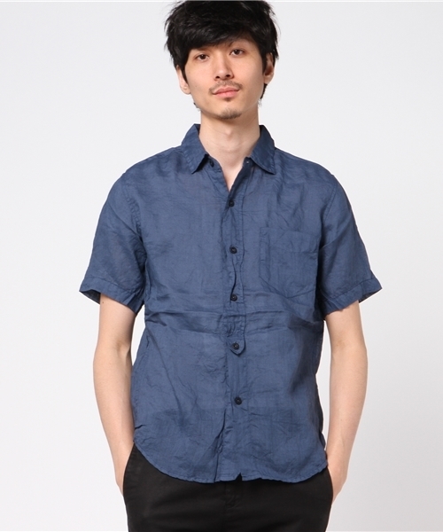 dip(ディップ)の「【dip】ディップ/ リネン 半袖シャツ(シャツ/ブラウス・メンズ・レッド/インディゴブルー・LARGE/MEDIUM/SMALL)」の2枚目の写真