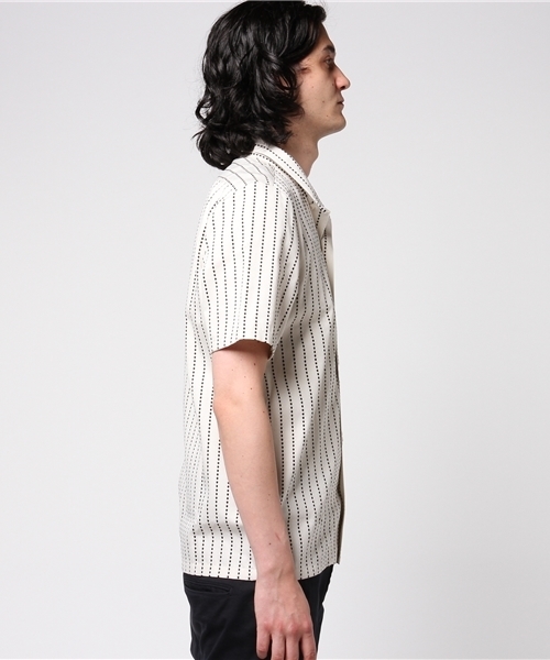 ROTAR ドットストライプオープンカラーシャツ サイズL ROTAR（ローター）の「Classic striped open collar shirt