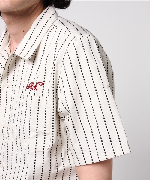 ROTAR ドットストライプオープンカラーシャツ サイズL ROTAR（ローター）の「Classic striped open collar shirt