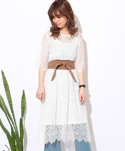 natural couture(ナチュラルクチュール)の「レース前後2WAYワンピース(ワンピース・レディース・アイボリー/ブラック/ピンク・FREE)」の5枚目の写真