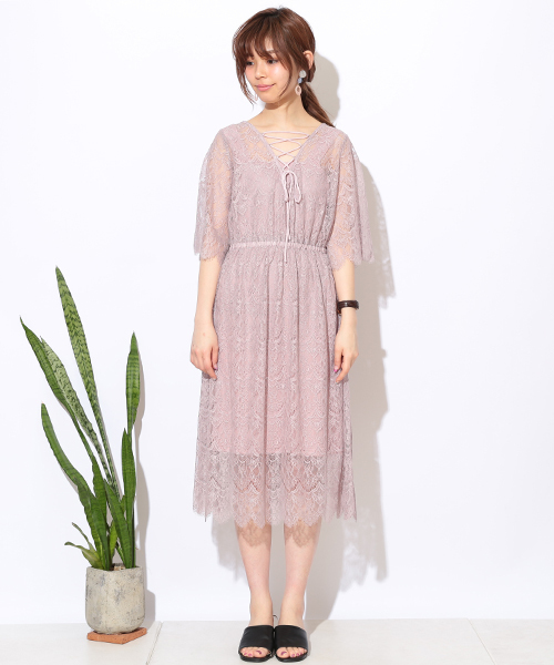 natural couture(ナチュラルクチュール)の「レース前後2WAYワンピース(ワンピース・レディース・アイボリー/ブラック/ピンク・FREE)」の10枚目の写真