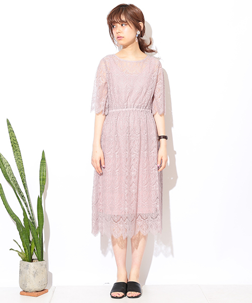 natural couture(ナチュラルクチュール)の「レース前後2WAYワンピース(ワンピース・レディース・アイボリー/ブラック/ピンク・FREE)」の12枚目の写真