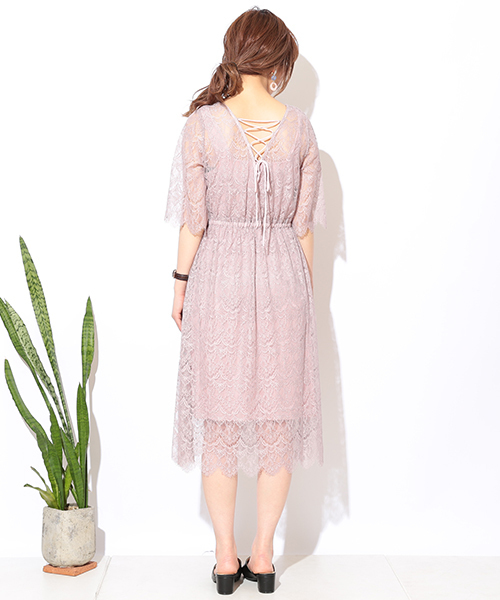 natural couture(ナチュラルクチュール)の「レース前後2WAYワンピース(ワンピース・レディース・アイボリー/ブラック/ピンク・FREE)」の14枚目の写真