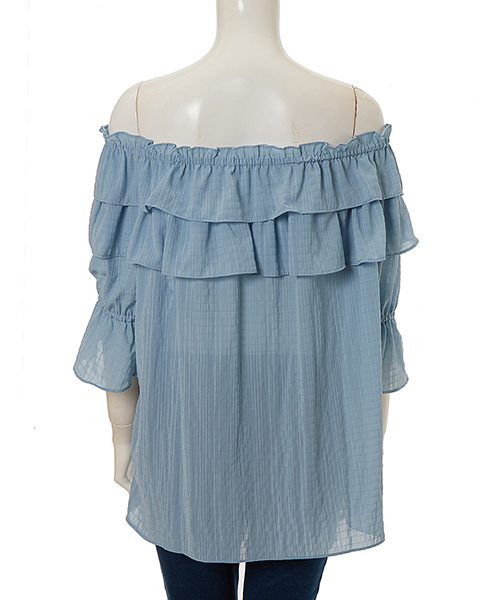 fifth（フィフス）の「ティアードフリルギャザーオフショルブラウス（シャツ/ブラウス・レディース・ホワイト/ベージュ/サックスブルー/ブラック・MEDIUM）」の8枚目の写真