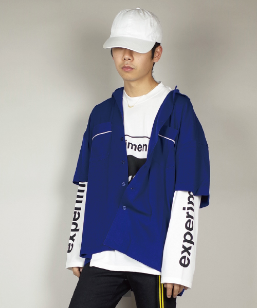 rovtski（ロフトスキー）の「rovtski 【トレンドのビッグシルエット】VANDALISM オーバーサイズオープンカラーシャツ半袖/4S17040405（シャツ/ブラウス・メンズ・ブラック/ネイビー・LARGE/MEDIUM）」の21枚目の写真