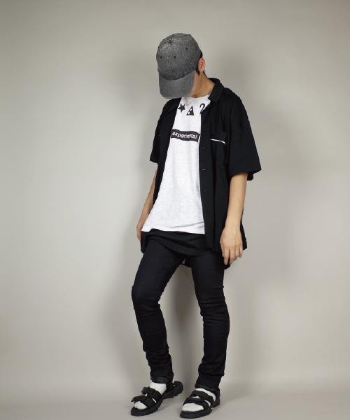 rovtski（ロフトスキー）の「rovtski 【トレンドのビッグシルエット】VANDALISM オーバーサイズオープンカラーシャツ半袖/4S17040405（シャツ/ブラウス・メンズ・ブラック/ネイビー・LARGE/MEDIUM）」の13枚目の写真