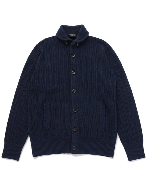 MEN'S BIGI(メンズビギ)の「ラウンドカラー ニットジャケット/HEAT SOFT(カーディガン/ボレロ・メンズ・ネイビー/グレー/トリコロール/ボルドー・S/M/L)」の3枚目の写真