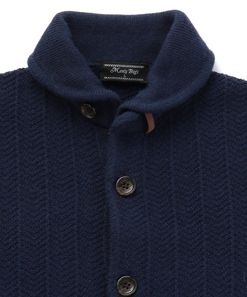 MEN'S BIGI(メンズビギ)の「ラウンドカラー ニットジャケット/HEAT SOFT(カーディガン/ボレロ・メンズ・ネイビー/グレー/トリコロール/ボルドー・S/M/L)」の8枚目の写真