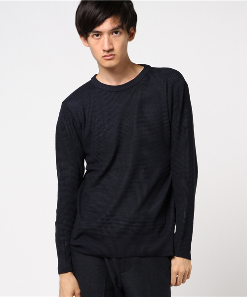 Request（リクエスト）の「【REQUEST】　12GGワッフル　クルーネックニット（ニット/セーター・メンズ・グリーン/グレー/ネイビー/ブラック・3/2）」の2枚目の写真