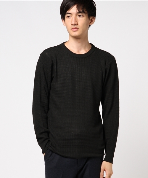 Request（リクエスト）の「【REQUEST】　12GGワッフル　クルーネックニット（ニット/セーター・メンズ・グリーン/グレー/ネイビー/ブラック・3/2）」の3枚目の写真