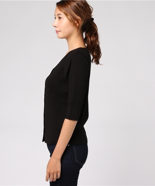 ottilie（オティーリエ）の「リブニットカーディガン（カーディガン/ボレロ・レディース・オフホワイト/ブラック/モカ/グリーン/レッド/グレー・FREE）」の13枚目の写真