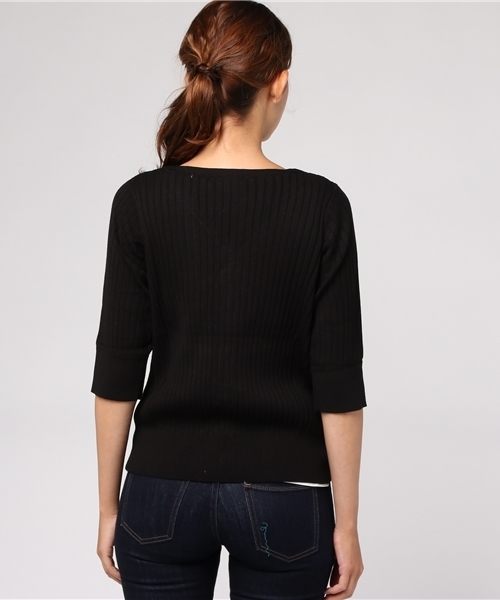 ottilie（オティーリエ）の「リブニットカーディガン（カーディガン/ボレロ・レディース・オフホワイト/ブラック/モカ/グリーン/レッド/グレー・FREE）」の11枚目の写真