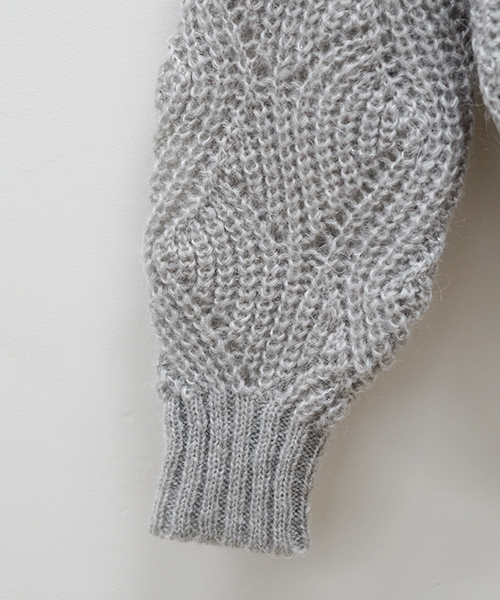 laboratory work（ラボラトリーワーク）の「【佐藤繊維】モヘヤラメ透かし柄プルオーバー【JAPAN MADE】（ニット/セーター・レディース・オフホワイト/グリーン/杢グレー・MEDIUM）」の4枚目の写真