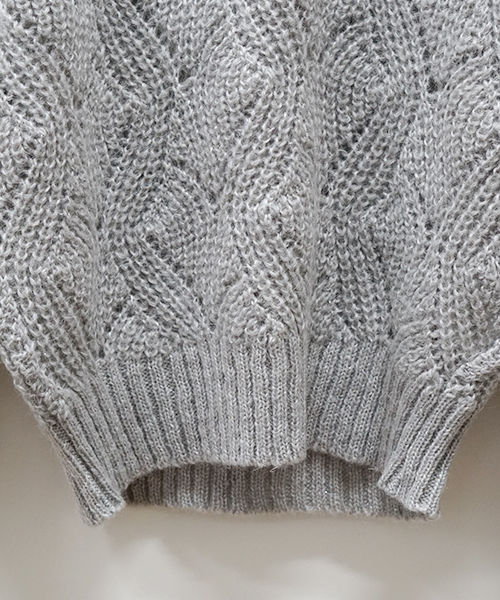 laboratory work（ラボラトリーワーク）の「【佐藤繊維】モヘヤラメ透かし柄プルオーバー【JAPAN MADE】（ニット/セーター・レディース・オフホワイト/グリーン/杢グレー・MEDIUM）」の5枚目の写真