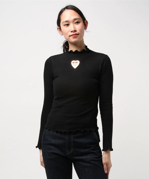 onespo（ワンスポ）の「テレコハートトップス（Tシャツ/カットソー・レディース・ホワイト/ブラック・M）」の6枚目の写真