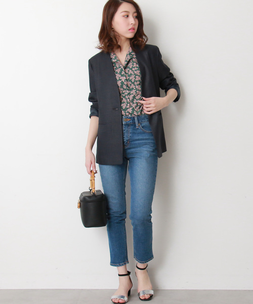 N.（N. Natural Beauty Basic）（エヌエヌナチュラルビューティーベーシック）の「◆オープンカラーボレロ（シャツ/ブラウス・レディース・ブラック系その他/グリーン系その他・MEDIUM）」の9枚目の写真