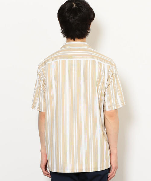 green label relaxing（グリーンレーベルリラクシング）の「CM トリコットストライプ オープンカラー 半袖 シャツ ◆（シャツ/ブラウス・メンズ・ベージュ/ネイビー・S/M/L）」の8枚目の写真
