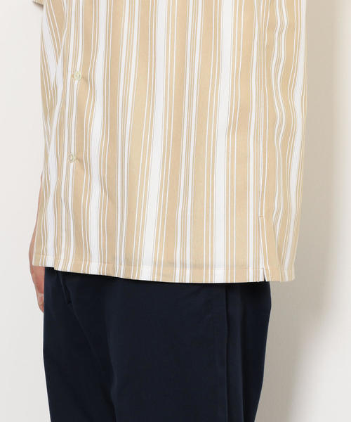 green label relaxing（グリーンレーベルリラクシング）の「CM トリコットストライプ オープンカラー 半袖 シャツ ◆（シャツ/ブラウス・メンズ・ベージュ/ネイビー・S/M/L）」の3枚目の写真