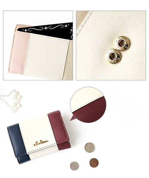 トリコロールカラー三つ折りミニ財布（財布）｜Clelia（クレリア）