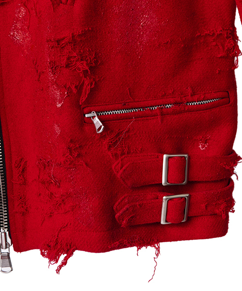 NO ID.（ノーアイディ）の「mj5957-NO ID.BLACK×RESURRECTIONウールライトニングＷライダースＪＫＴ（ライダースジャケット・メンズ・レッド/ブラック・1/2/3）」の18枚目の写真