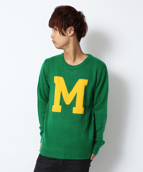 WEGO（ウィゴー）の「WEGO/カレッジセーター（ニット/セーター・メンズ・ネイビー/ケリー/イエロー/ホワイト/ワイン・MEDIUM/LARGE）」の3枚目の写真