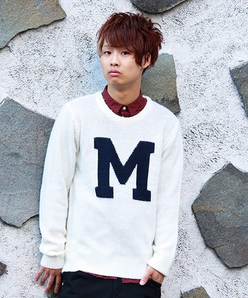 WEGO（ウィゴー）の「WEGO/カレッジセーター（ニット/セーター・メンズ・ネイビー/ケリー/イエロー/ホワイト/ワイン・MEDIUM/LARGE）」の2枚目の写真