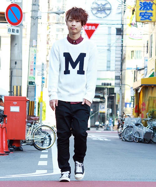 WEGO（ウィゴー）の「WEGO/カレッジセーター（ニット/セーター・メンズ・ネイビー/ケリー/イエロー/ホワイト/ワイン・MEDIUM/LARGE）」の14枚目の写真