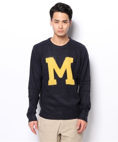 WEGO（ウィゴー）の「WEGO/カレッジセーター（ニット/セーター・メンズ・ネイビー/ケリー/イエロー/ホワイト/ワイン・MEDIUM/LARGE）」の6枚目の写真