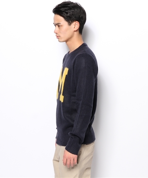 WEGO（ウィゴー）の「WEGO/カレッジセーター（ニット/セーター・メンズ・ネイビー/ケリー/イエロー/ホワイト/ワイン・MEDIUM/LARGE）」の7枚目の写真