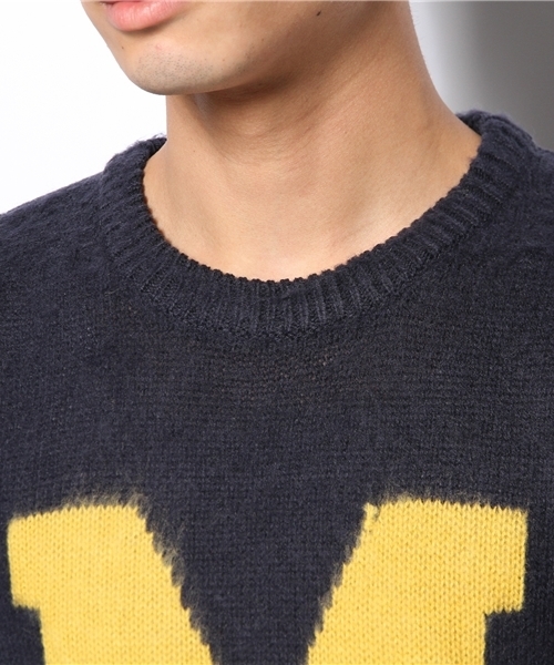 WEGO（ウィゴー）の「WEGO/カレッジセーター（ニット/セーター・メンズ・ネイビー/ケリー/イエロー/ホワイト/ワイン・MEDIUM/LARGE）」の9枚目の写真