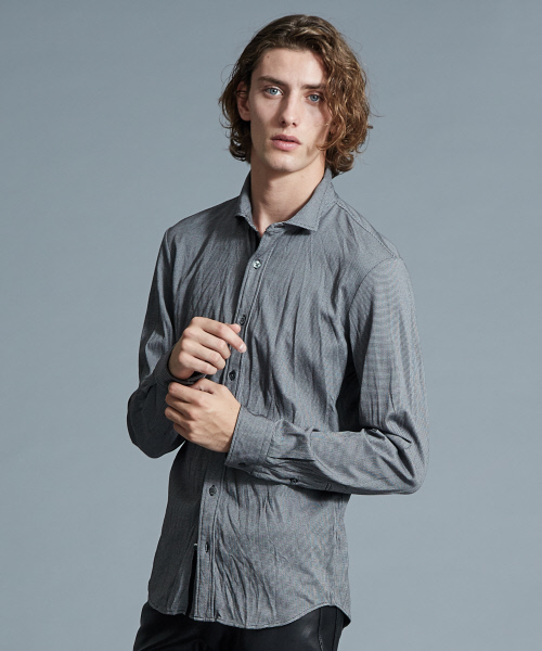 5351 POUR LES HOMMES（ゴーサンゴーイチプールオム）の「ハウンドトゥースジャージーシャツ（シャツ/ブラウス・メンズ・チャコールグレー/グレー・44/46/48/50）」の3枚目の写真