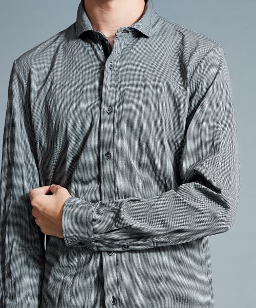 5351 POUR LES HOMMES（ゴーサンゴーイチプールオム）の「ハウンドトゥースジャージーシャツ（シャツ/ブラウス・メンズ・チャコールグレー/グレー・44/46/48/50）」の7枚目の写真