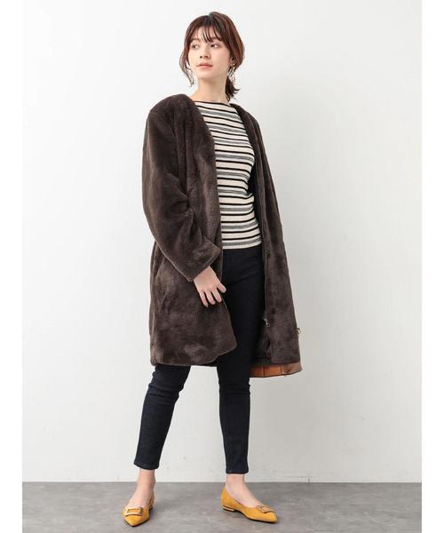 YECCA VECCA（イェッカヴェッカ）の「・エコファーコート（ダウンジャケット/コート・レディース・ベージュ/ブラウン・FREE）」の5枚目の写真