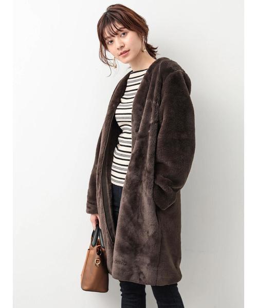 YECCA VECCA（イェッカヴェッカ）の「・エコファーコート（ダウンジャケット/コート・レディース・ベージュ/ブラウン・FREE）」の8枚目の写真