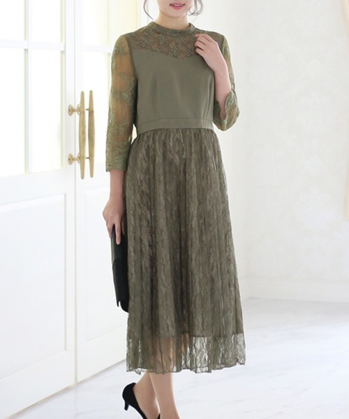 セール 結婚式 パーティー コンサート ドレス レースミックスビスチェドッキングワンピース ドレス Bou Jeloud ブージュルード のファッション