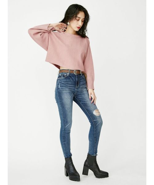 EVRIS（エヴリス）の「ヘムクラッシュスキニーDENIM PT（デニムパンツ・レディース・ライトブルー/インディゴブルー・SMALL/MEDIUM/X-SMALL）」の12枚目の写真