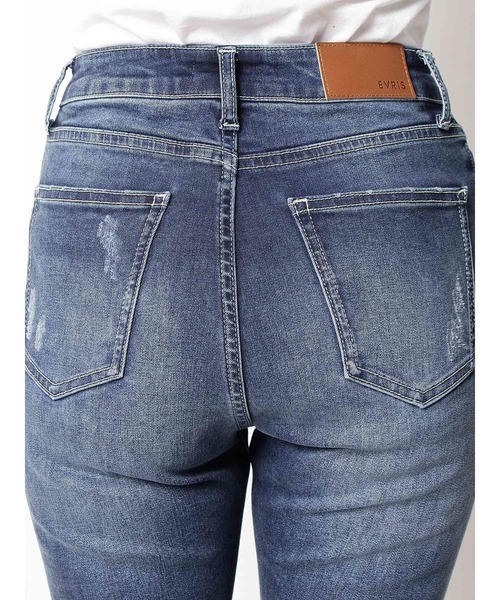 EVRIS（エヴリス）の「ヘムクラッシュスキニーDENIM PT（デニムパンツ・レディース・ライトブルー/インディゴブルー・SMALL/MEDIUM/X-SMALL）」の14枚目の写真