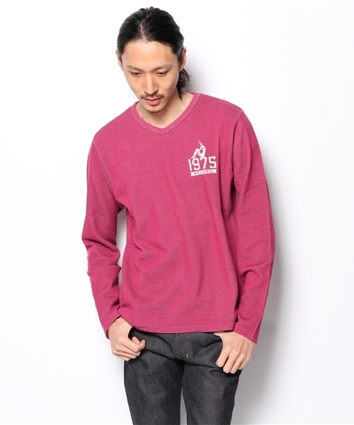 HYSTERIC GLAMOUR（ヒステリックグラマー）の「COLLEGE #2 pt VネックT-SH（Tシャツ/カットソー・メンズ・ピンク/ネイビー/チャコールグレー・LARGE/MEDIUM/SMALL）」の3枚目の写真