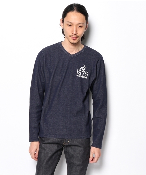 HYSTERIC GLAMOUR（ヒステリックグラマー）の「COLLEGE #2 pt VネックT-SH（Tシャツ/カットソー・メンズ・ピンク/ネイビー/チャコールグレー・LARGE/MEDIUM/SMALL）」の4枚目の写真