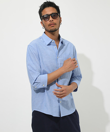 AZUL by moussy MENS�i�A�Y�[���o�C�}�E�W�[�����Y�j�́uCOTTON LINEN COOLMAX 3/4 SHIRT/�R�b�g�����l���N�[���}�b�N�X�V���c�i�V���c/�u���E�X�j�v