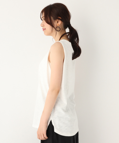 GLOBAL WORK（グローバルワーク）の「スラブテンジクノースリーブ【UVケア】/836570（Tシャツ/カットソー・レディース・ホワイト/ブラック/ベージュ/イエロー・MEDIUM/LARGE）」の9枚目の写真