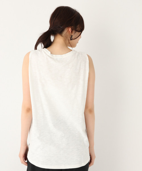 GLOBAL WORK（グローバルワーク）の「スラブテンジクノースリーブ【UVケア】/836570（Tシャツ/カットソー・レディース・ホワイト/ブラック/ベージュ/イエロー・MEDIUM/LARGE）」の10枚目の写真