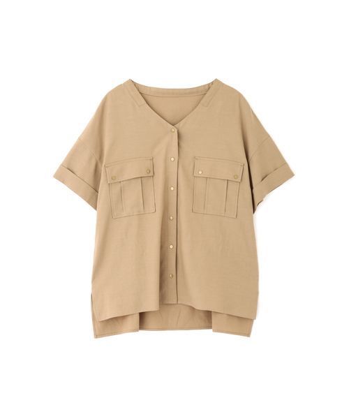 NATURAL BEAUTY BASIC（ナチュラルビューティーベーシック）の「[洗える]Vネックポケットシャツ（シャツ/ブラウス・レディース・ベージュ/カーキ・SMALL/MEDIUM）」の8枚目の写真