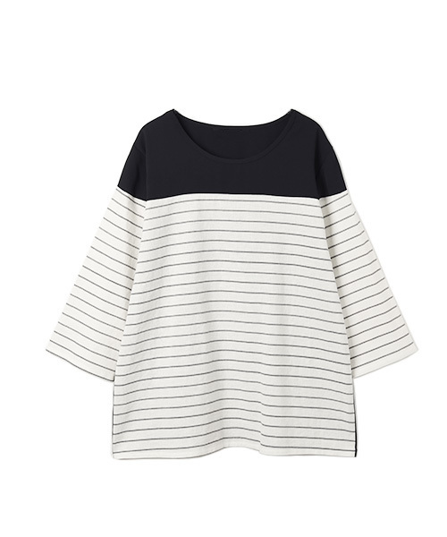 Luz Llena（ラズレナ）の「シンプルボーダー切替トップス（Tシャツ/カットソー・レディース・アイボリー/ネイビー・MEDIUM）」の11枚目の写真